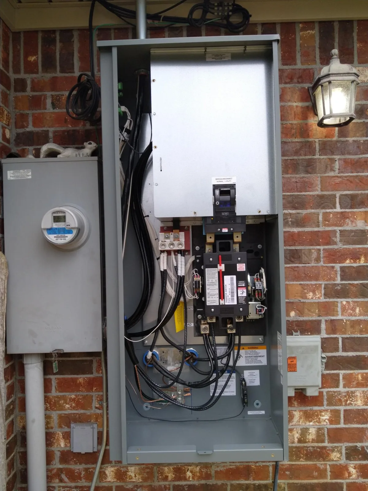 An automatic transfer switch opened for service